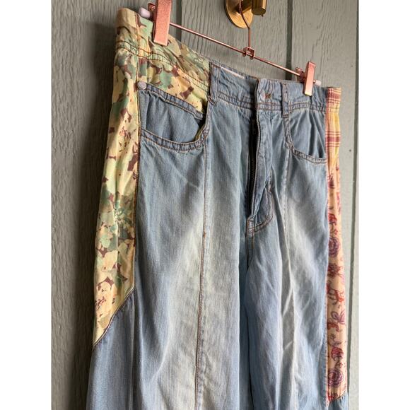 Pilcro Anthropologie The Adi Mid Rise Patchwork Jeans, Size 28 Boho $178 - Picture 6 of 8
